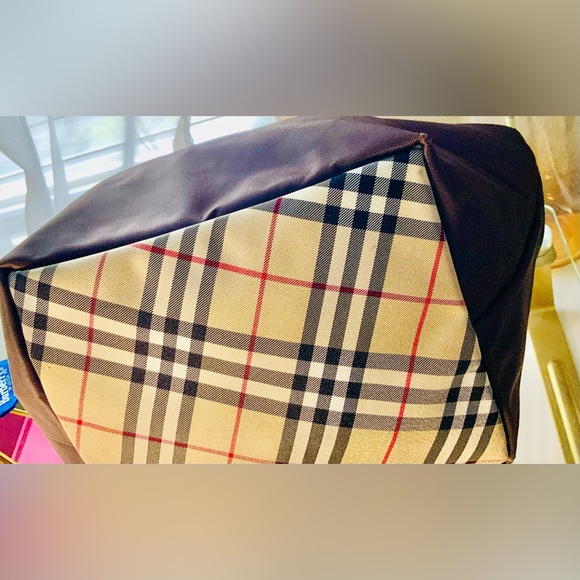 “HOST PICK” BURBERRYSs Nova Check Blue Label Tote Bag Nylon Brown Auth - Picture 8 of 11